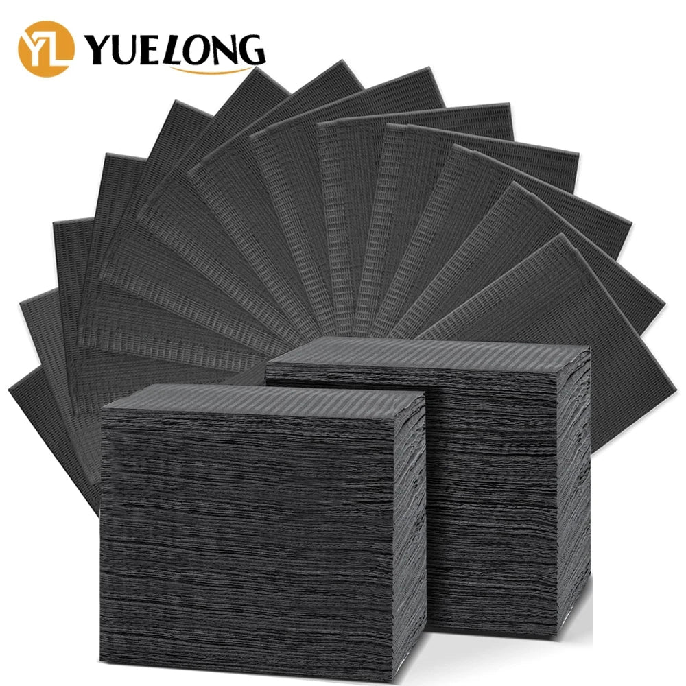 250/125/50/5pcs Black Tattoo Bibs Cleaning Wipes Pad Disposable Dental Tattoo Waterproof Sheets Paper Tattoo Accessories