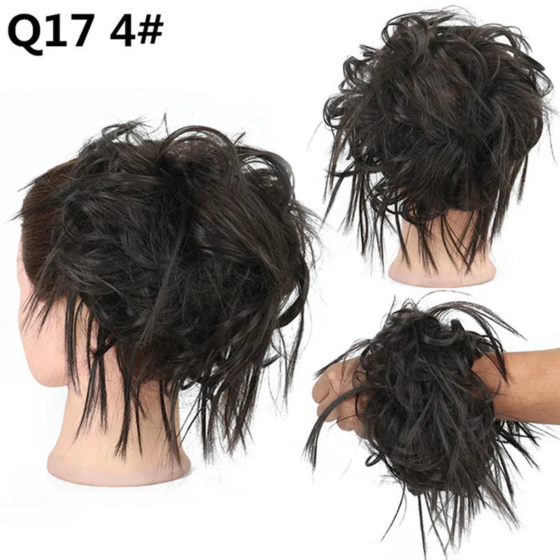 Synthetic Hair Bun Extensions Messy Curly Elastic Hair Scrunchies Hairpieces Synthetic Chignon Donut Updo Hair Pieces for Women
