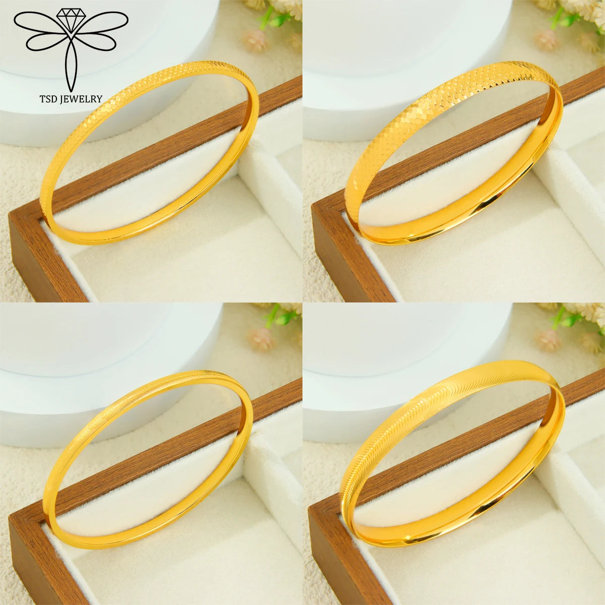 Arabic Bridal Wedding Cuff Bracelet 24k Gold Plated Dubai Simple Fashion Wrap Bangles Oman Women Event Party Daily Jewelry