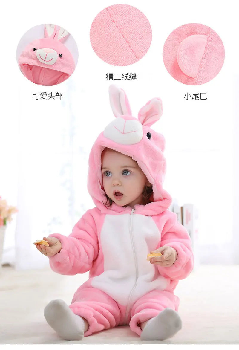 Autumn Winter Cartoon Style Winter Long Sleeve Baby Boys Girls Rompers Toddler Kids Playsuit Jumpsuits Baby Clothes Child Onesie