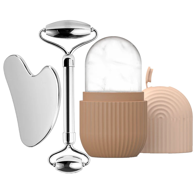Ice Face Roller Stainless Steel Face Roller Gua Sha Tool,Facial Ice Roller Mold for Face Eye Skincare Tools Lifting Contouring