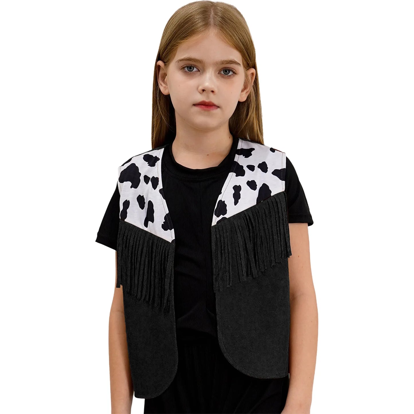 Kids Girl Boy Fringed Vest for Carnival Theme Party Tassels Top Open Front Waistcoat Child Halloween Western Cowboy Costumes