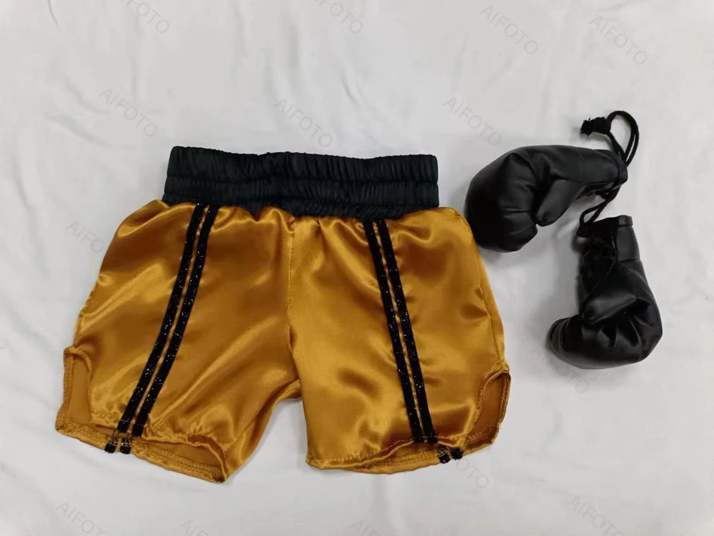 Mini Boxing Glove For Newborn Photography Props Store Accessories Sport Boys Pants Baby Photo Shoot Brothers Outfit Decorated