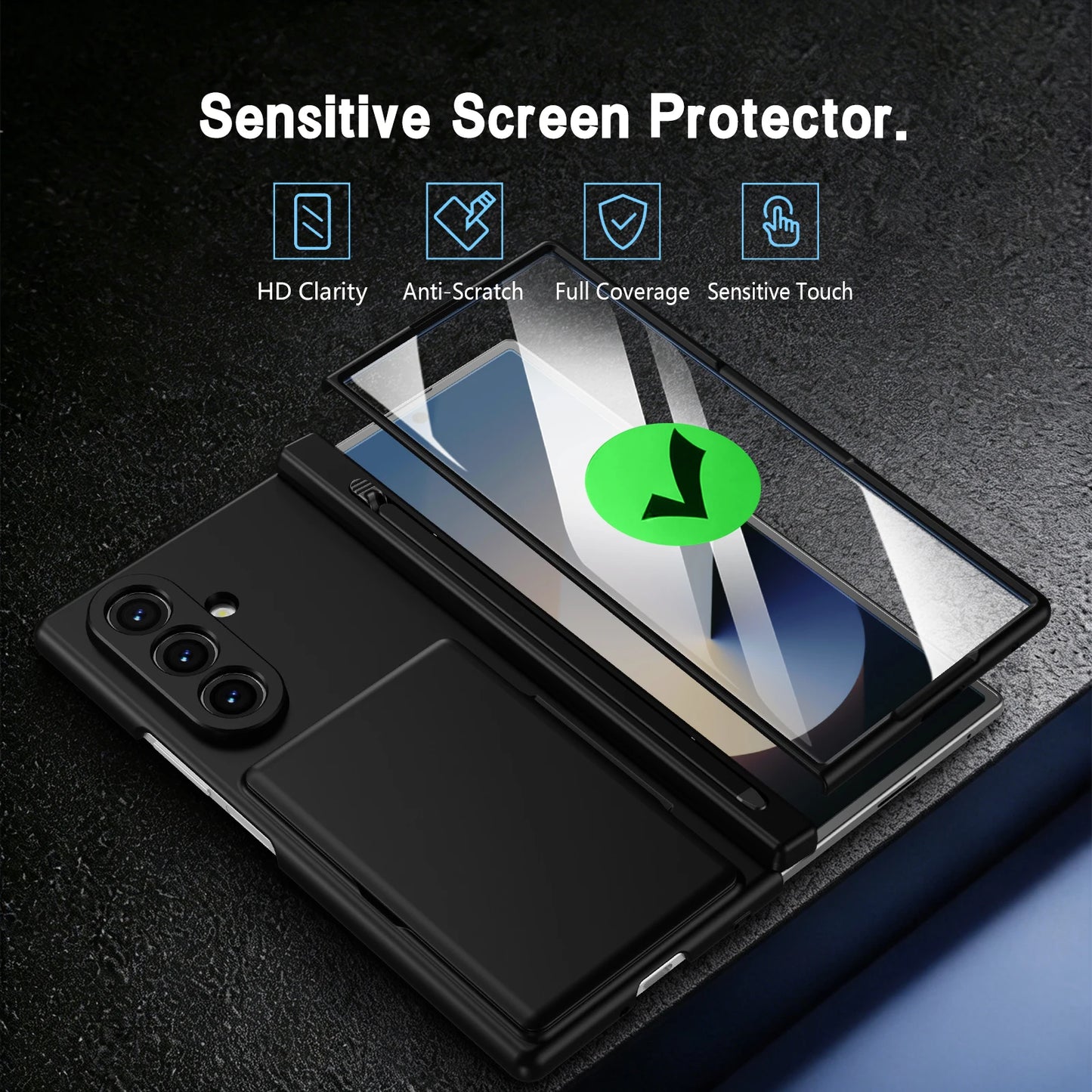 Case For Galaxy Z Fold 8 Ultra 7 6 Card Holder Wallet Kickstand Pen Slot Glass Screen Protector Hinge Shockproof Protective Case