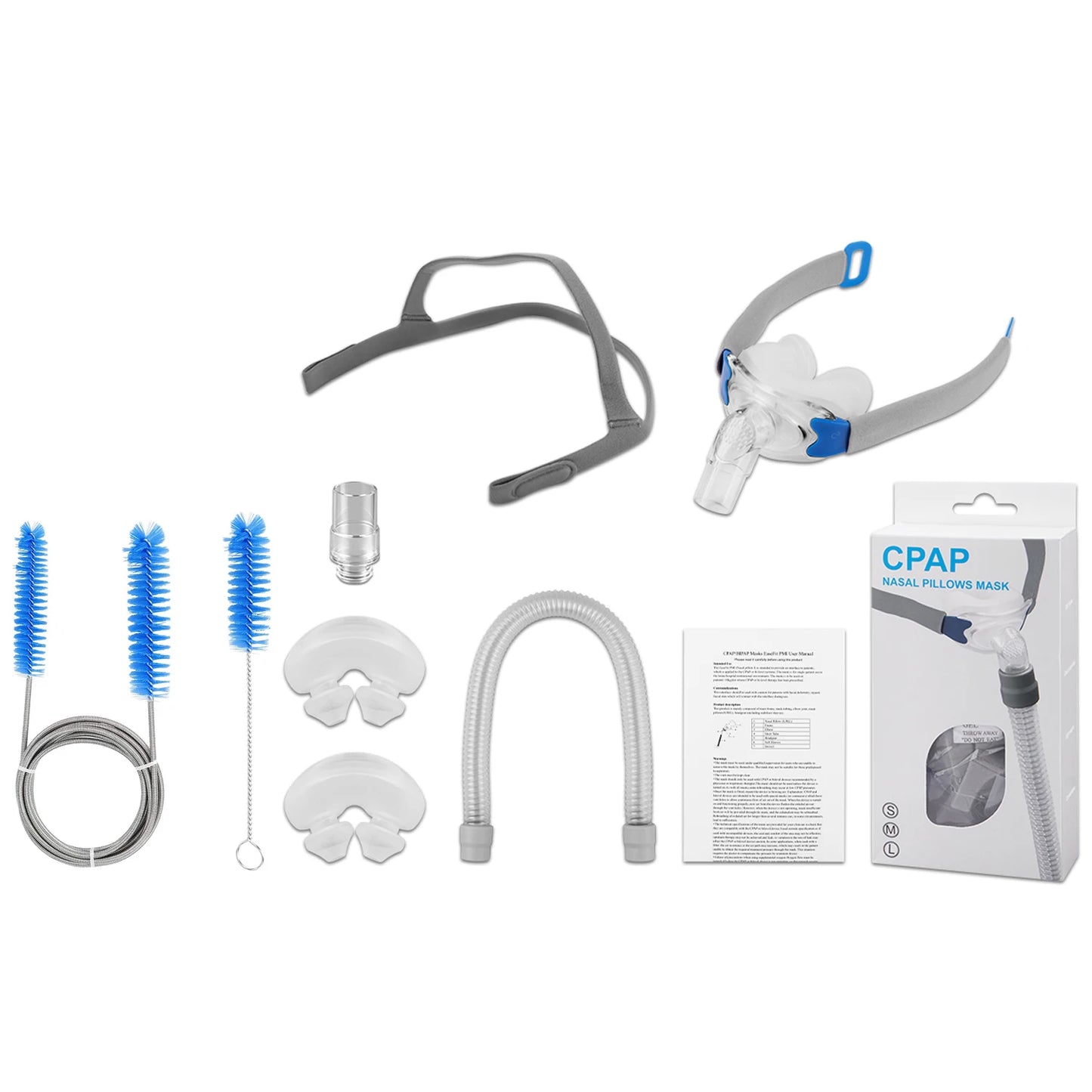 Nasal Pillow CPAP Mask Includes Frame,Headgear & Nasal Pillow Cushions (Small, Medium, Large) Lightweight For Cpap&Bipap Machine