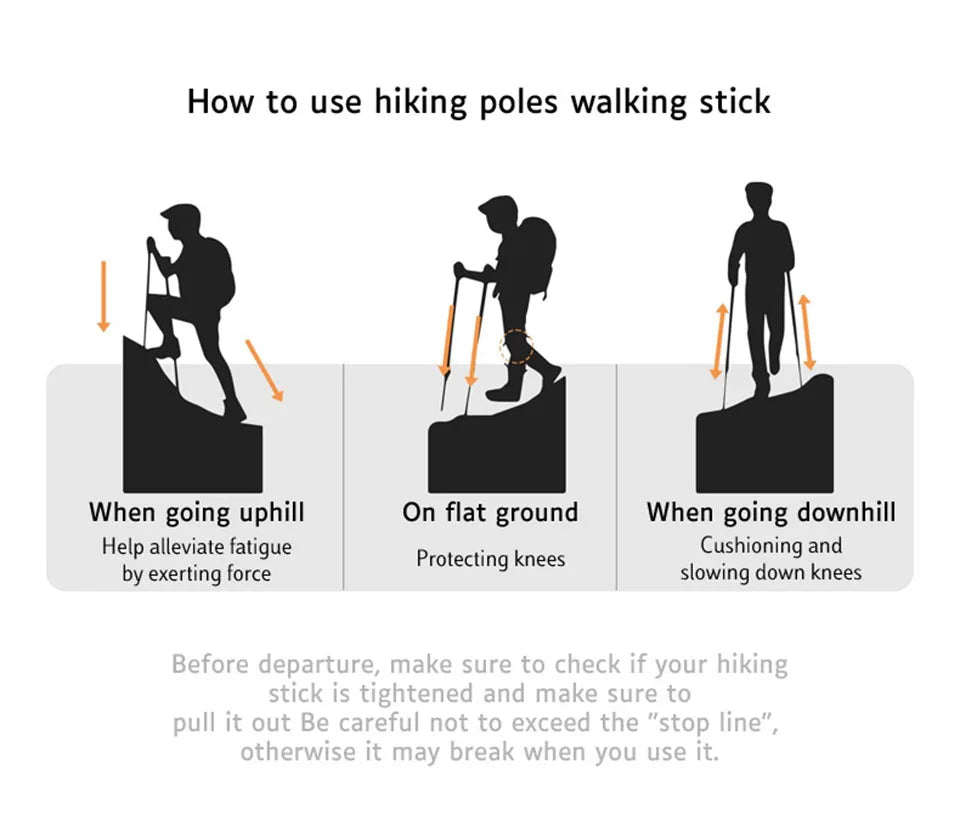 AOLIKES Aluminium Alloy Teleskopic Stick Hiking Poles Bastão De Trekking Walking Stick Ultralight Absorber Walking Cane