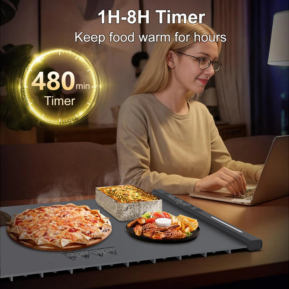 Electric Heating Plate Silicone Dining Table Food Warmer Mat Fast Warming Food Coffee Heater Tray Foldable Food Warming Plate