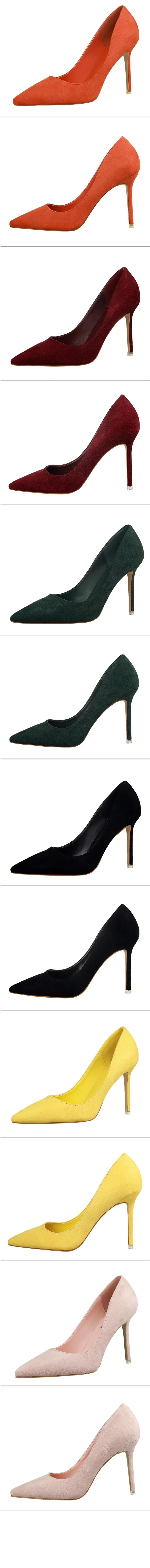 Korean Style Fashionable Minimalist High Heel Velvet Surface Sexy Slimming Professional OL Women's Single Shoes Sharp Pointed To