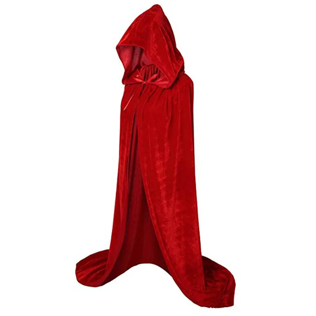 Halloween Costume Unisex Cosplay Death Cape Long Hooded Cloak Wizard Witch Medieval Cape S-Xl Black White Red Coffee Blue
