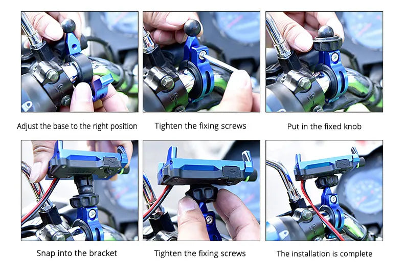 Whole Aluminium 12-24V Motorcycle Phone Holder USB Charger QC3.0 Fast Charging Mount Bicycle Handlebar Bracket for iPhone Huawei