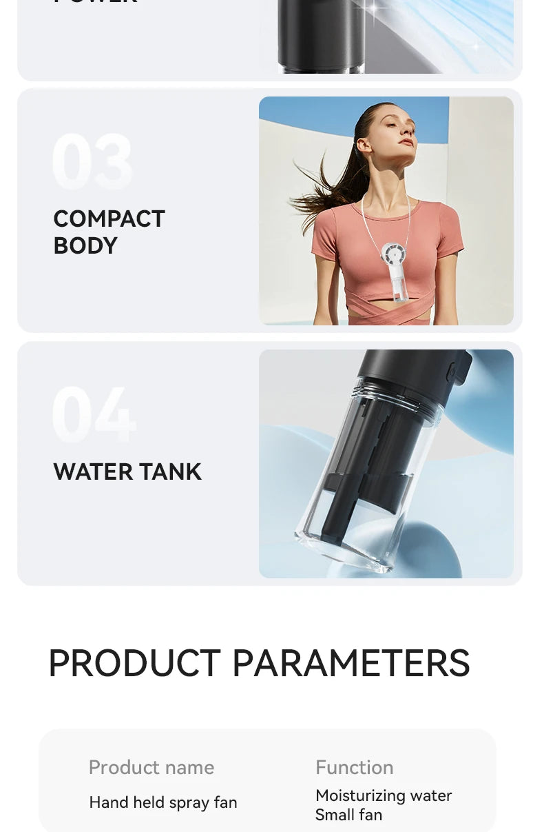 HOMEFISH Handheld Misting Fan Portable Mister Fan  Rechargeable Spray Water Mist Fans Mini Cooling Mister Fans with 4 Speed Wind