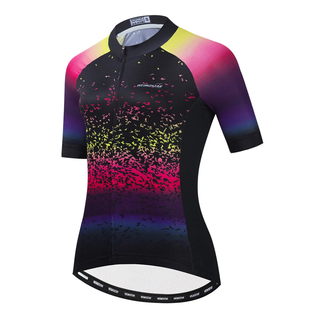 Blue Black Womens Cycling Jersey Pro Team Cycling Clothing Summer MTB Bike Jersey Breathable Bicycle Shirt Maillot Ciclismo