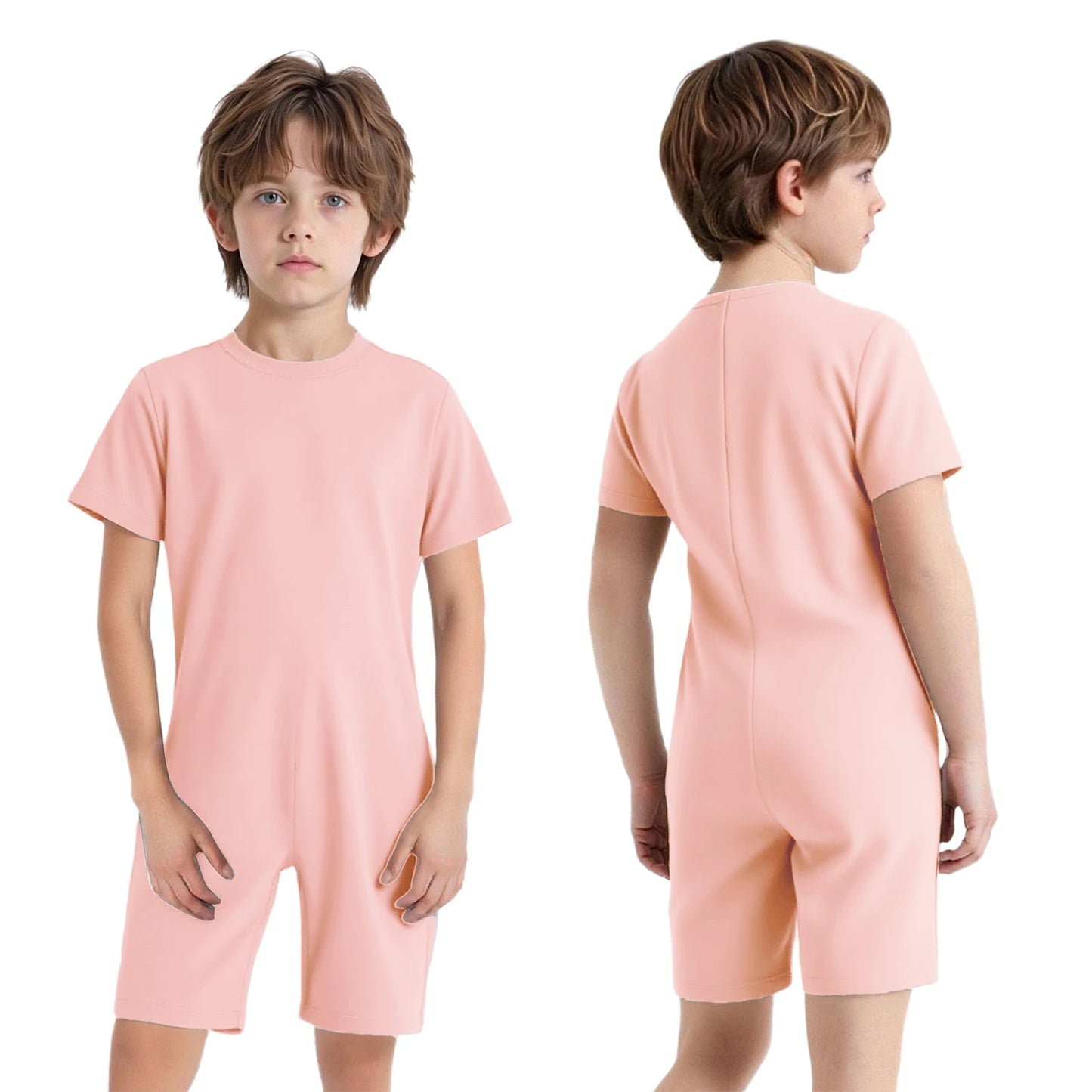 Children Special Needs Adaptive Clothing Solid Color Long Sleeve Zipper Back Jumpsuit Cotton Rompers Workout Sports Bodysuit