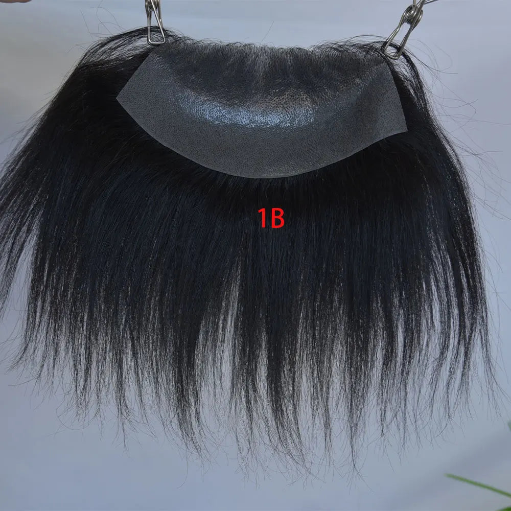 Men's Hairline PU Toupee Brown Hair for Frontal Hairpiece 100% Human Hair D Style Topper Replacement System 7x16cm Big Hairline