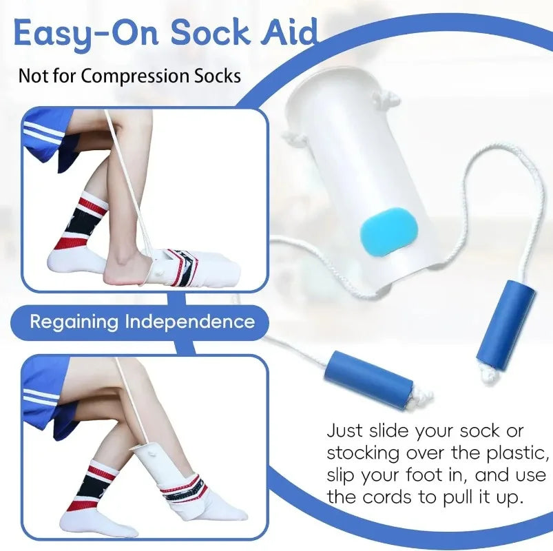 No bending Sock Aid Easy On and Off Stocking Slider Donner Pulling Assist Device Sock Helper Aid Tool Portable Sock Wearing
