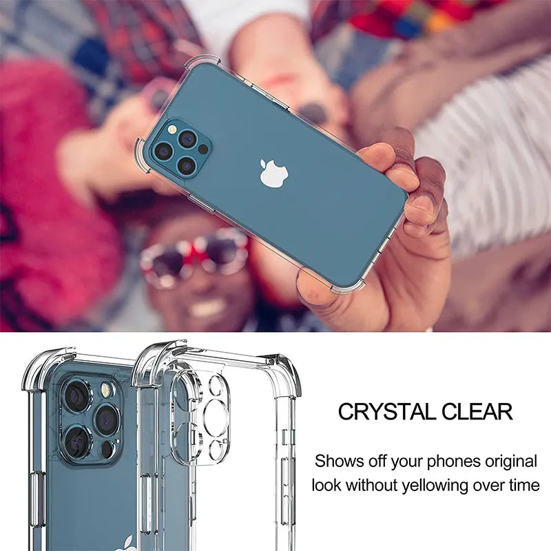Thick Shockproof Silicone Clear Phone Case For iPhone 16 15 14 13 12 11 Pro Max Mini X XS XR 6 7 8 Plus Lens Protection Cover