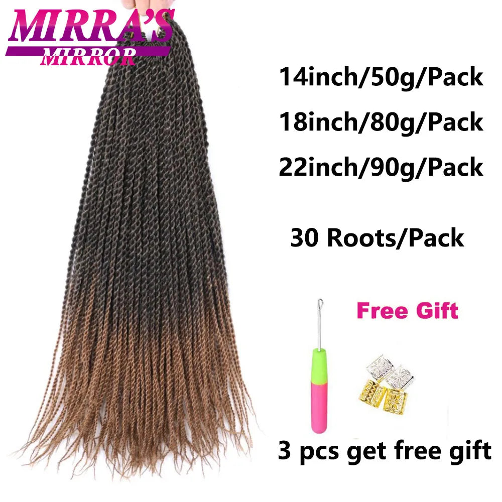Senegalese Twist Crochet Hair 14/18/22 Inch Synthetic Mini Senegalese Crochet Braids for Black Women 30 Roots/Pack Braiding Hair