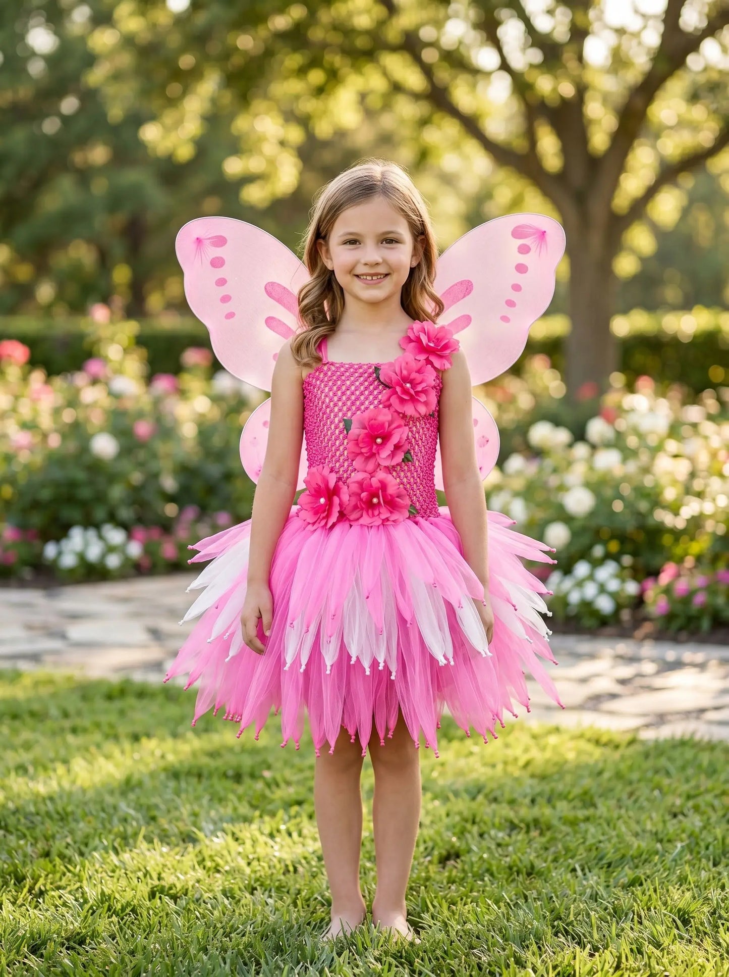 Girls Fairy Costume Princess Dress Kids Butterfly Wing Outfit Tulle Dress Halloween Birthday Party Fancy Dress Carnival Pageant