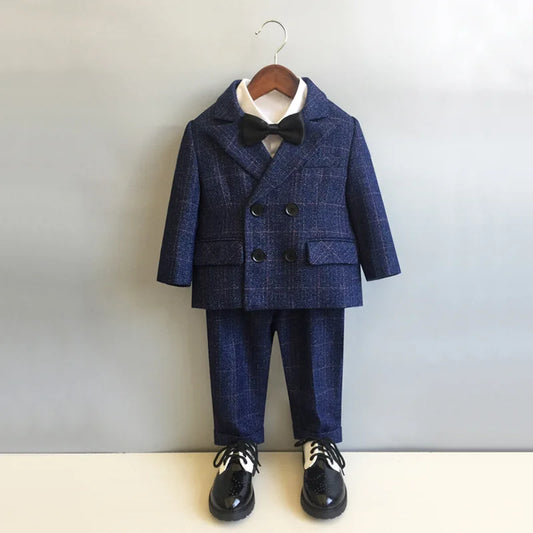 Autumn Winter Children Boys Formal Suit Kids Boys Wedding Suit 1-14Y Teenager Boy Blazer Vest Pant Suit Elegant Boys Kid Costume