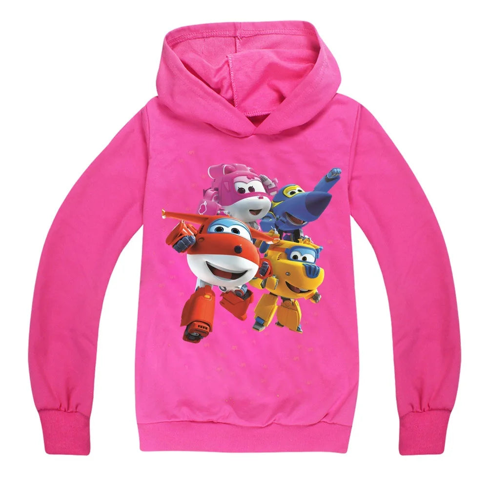 2-16Years Autumn Costumes Super Wings Hoodie Kids Clothes Boys Sweatshirts Cartoon Tops Toddler Girls Outfits Baby Boy Coats