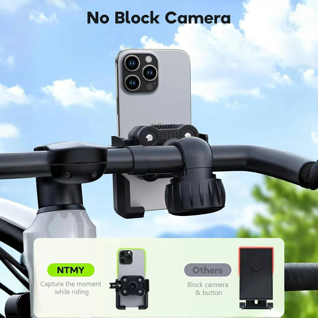 New Motorcycle Phone Mount with Vibration Dampener - 30s Tool-Free Install & Quick Lock, Universal for Bike/MTB, Fit 4-7" Phones