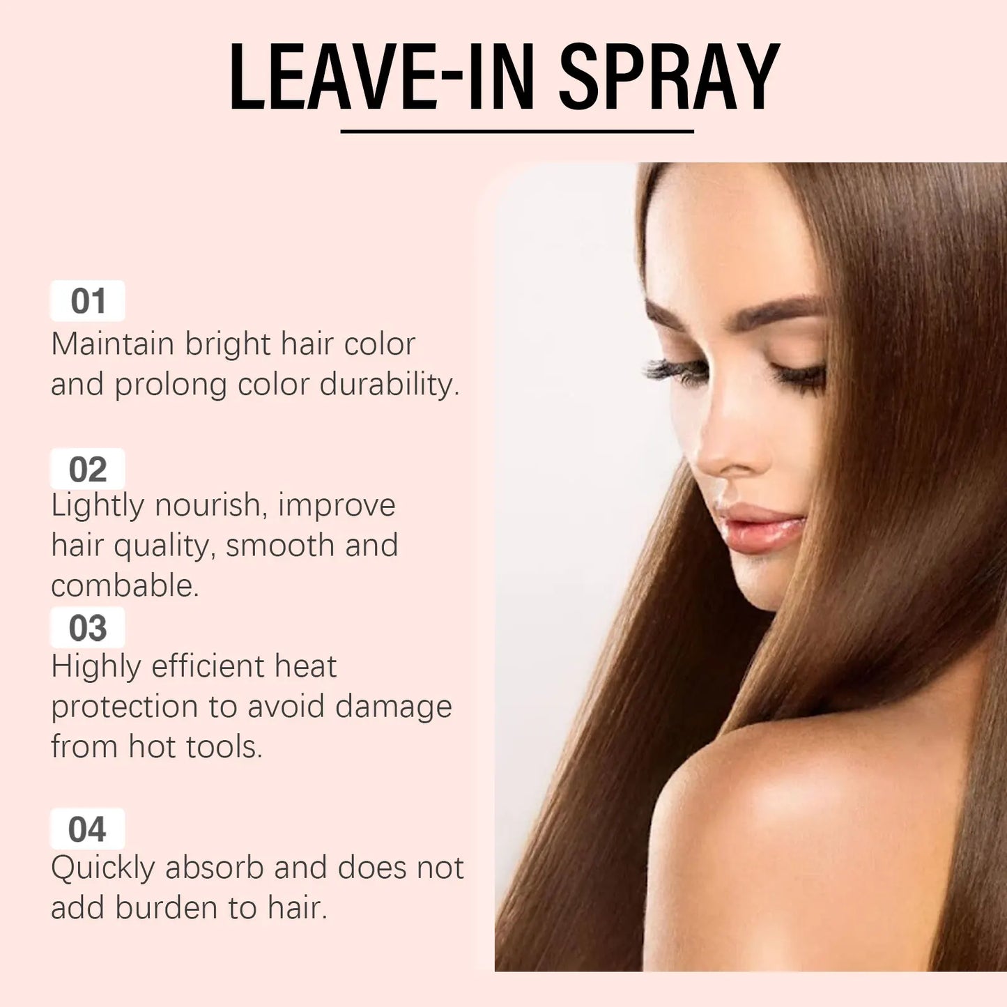 Heat Protectant Spray Protection For Color Treated Hair Thermal Protection Anti Frizz Detangling Leave In Conditioner Hair Care