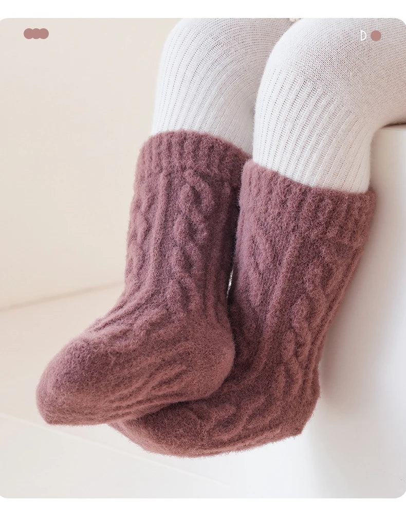 3 Pairs/Lot Winter Warm Baby Mid Tube Socks Soft Thickned Newborn Long Socks Solid Color Toddler Socks For Boysd And Girls