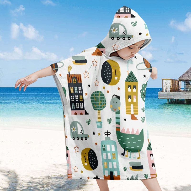Toddler Kids Beach Towel Cotton Bathrobe Baby Boys Girls Dinosaur Animal Hooded Bathing Towel 60x60cm Children Dinosaur Blanket