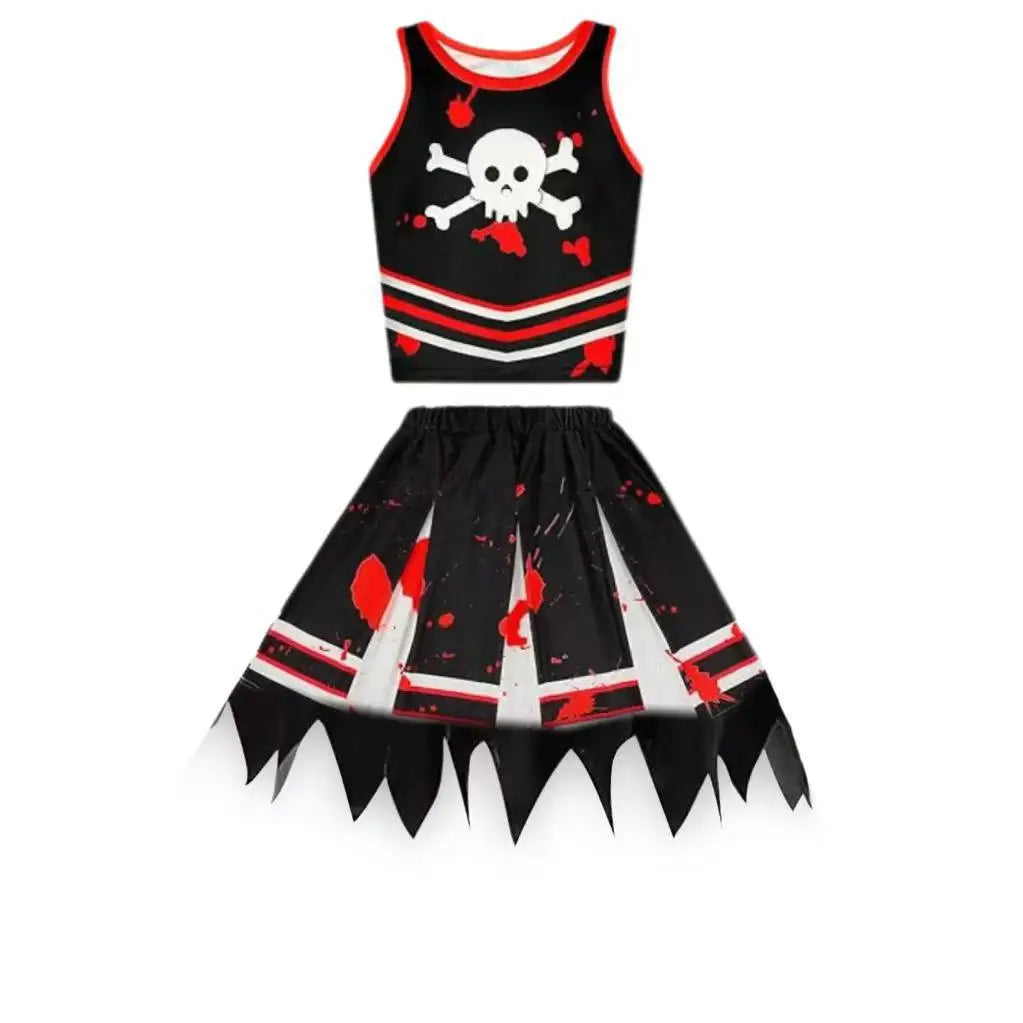 Halloween Cosplay Costume  Cheerleaders Digital Printed Dress Suits Horror Performance Party Role Playing Outfits for Girls