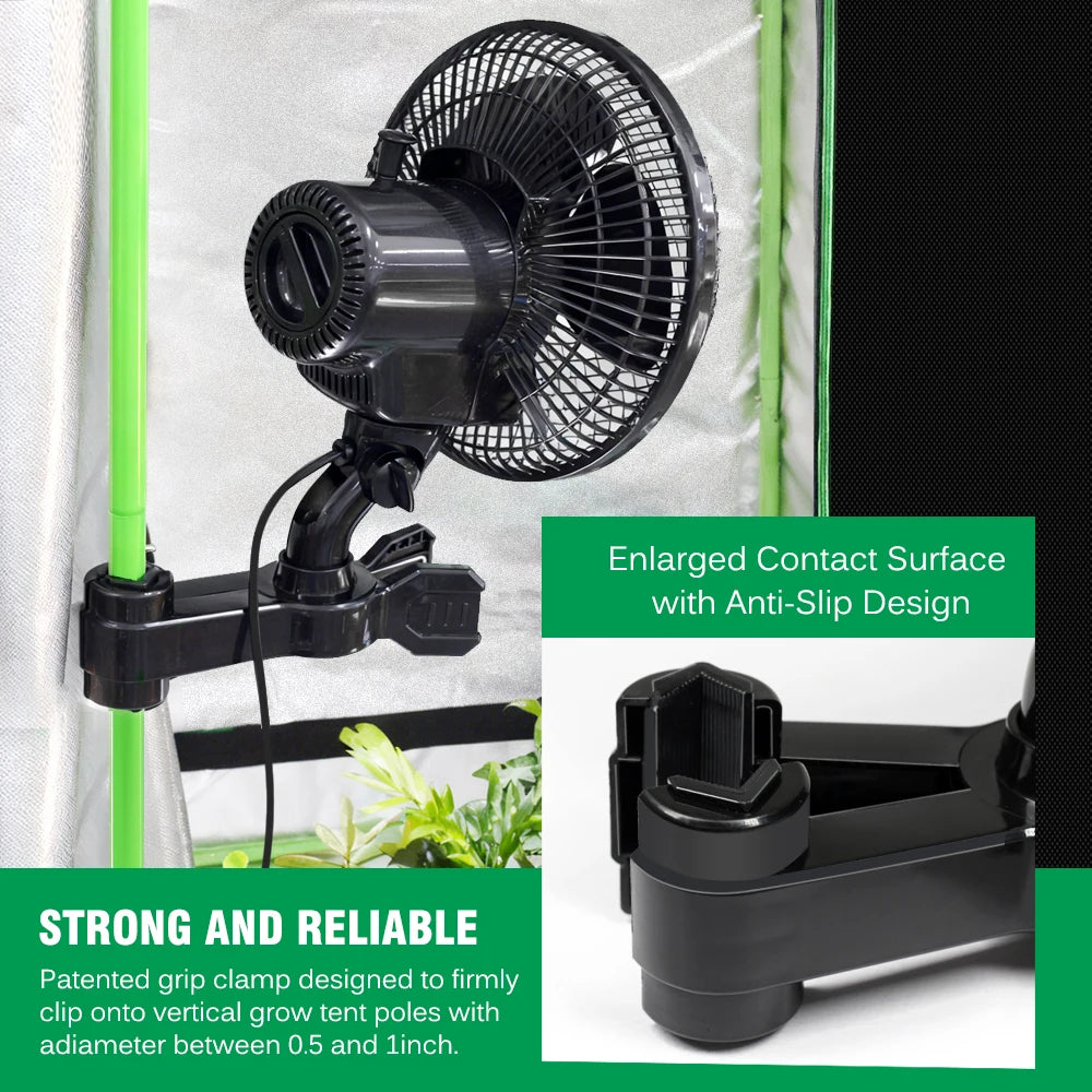 Plant Tent Cooling Clip-On Fan 25W Two-Speed Adjustable Shaking Head Suitable for Tents Household Cooling Fan