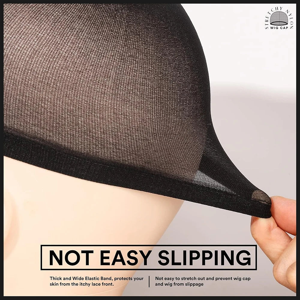 4/20pcs Black Wig Cap Elastic Breathable Invisible Wig Caps Perfect For Professional Use,2pcs/Pack