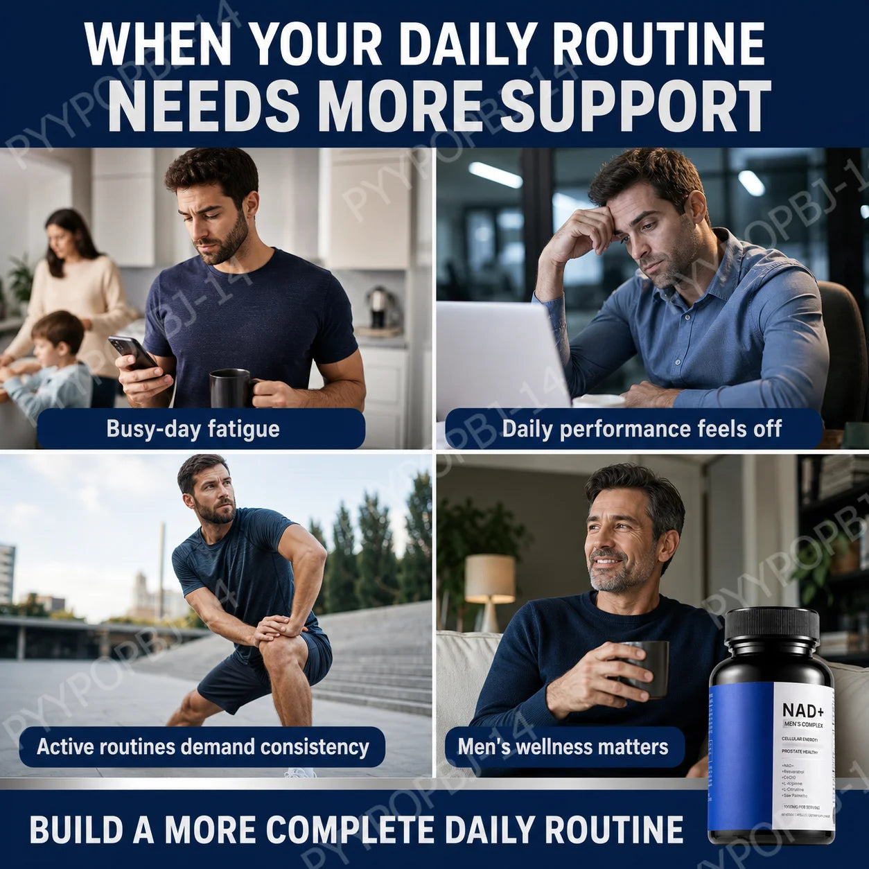 Men's Wellness Complex with NAD+ CoQ10 Resveratrol  L Arginine Daily Energy Vitality Support 60 Veggie Capsules