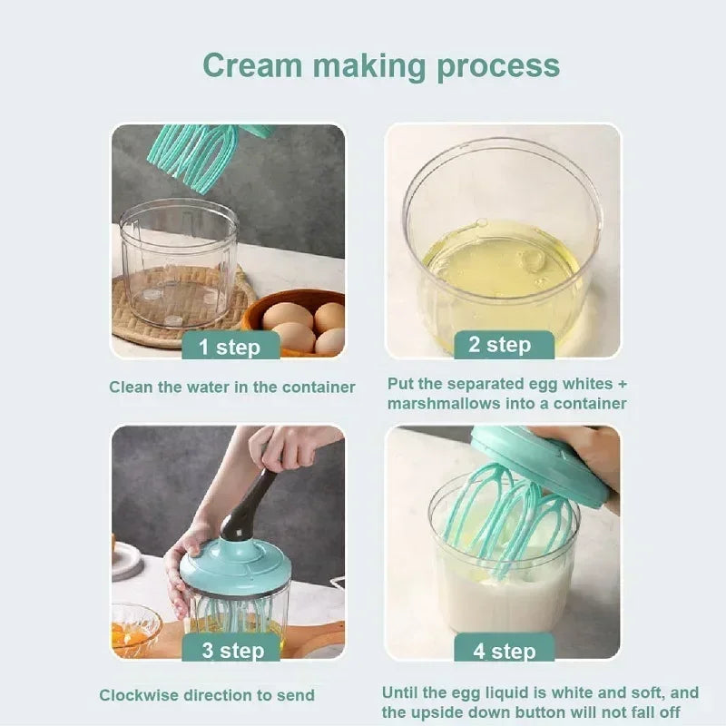 Kitchen Cooking Tools Silicone Semi-automatic Egg Beater Cake Tools Mixer Manual Mixer Self-rotating Egg Beater Egg Supplies