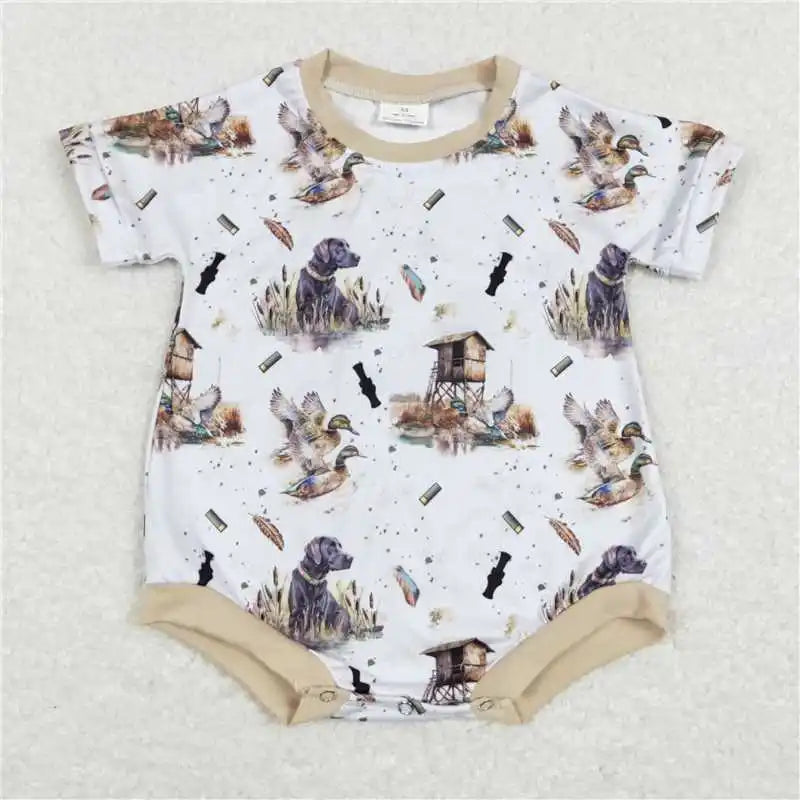SR2392 Wholesale baby rompers kids clothes boys Embroidered camouflage duck Short sleeve romper Summer Boutique baby boy clothes
