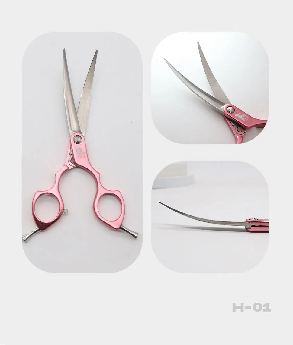 TAA Dog Scissors Professional Pet Grooming Scissors 6 Inch Curved Scissors for Dog Cat Grooming Shears Ultra-Light Cutter H-01