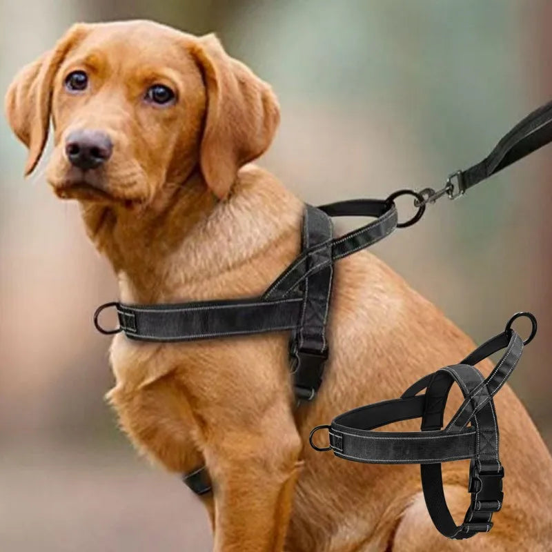 Tactical Dog Harness Anti Pull Nylon Adjustable for Large Breeds Outdoor Training Vest with Handle and Reflective