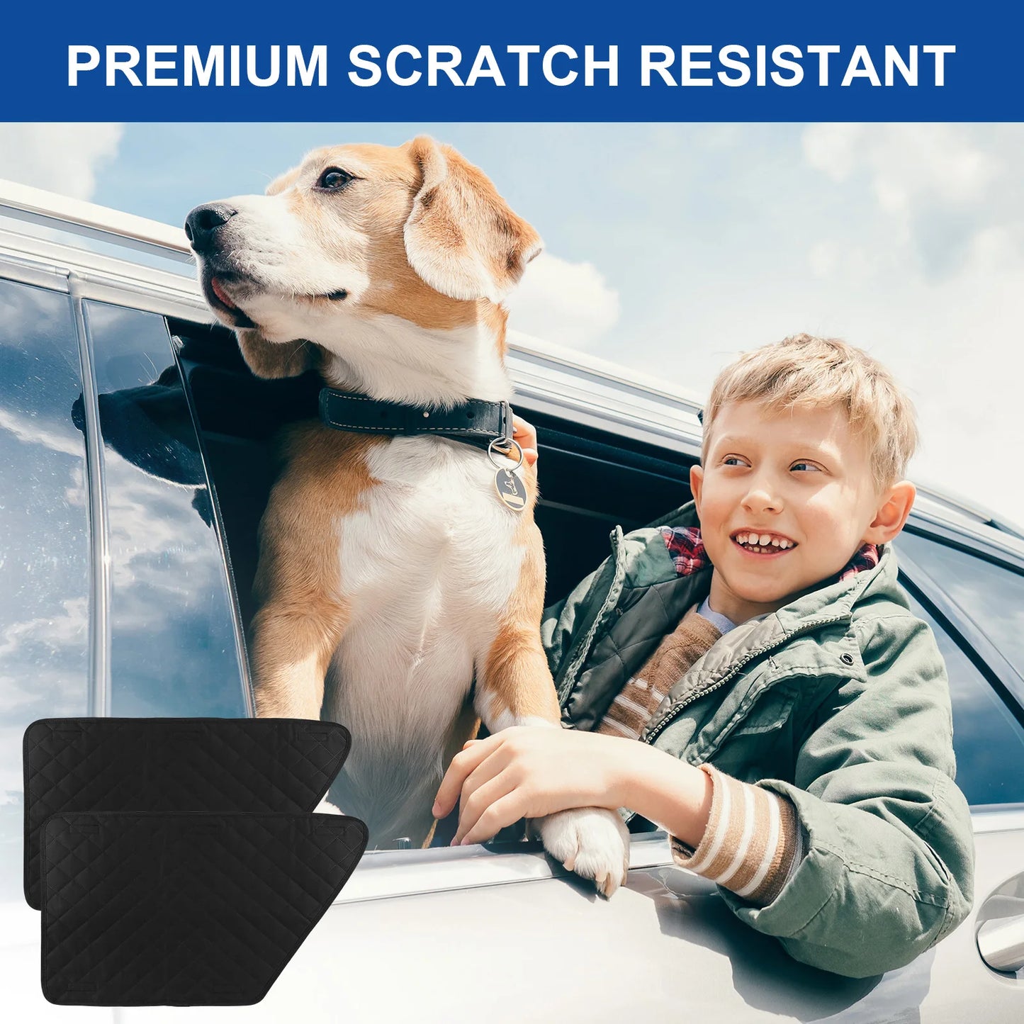 2Pcs Oxford Waterproof Car Door Protector Dog Anti-Scratch Car Interior Cover Washable Car Door Protect Mats for Car Truck & SUV