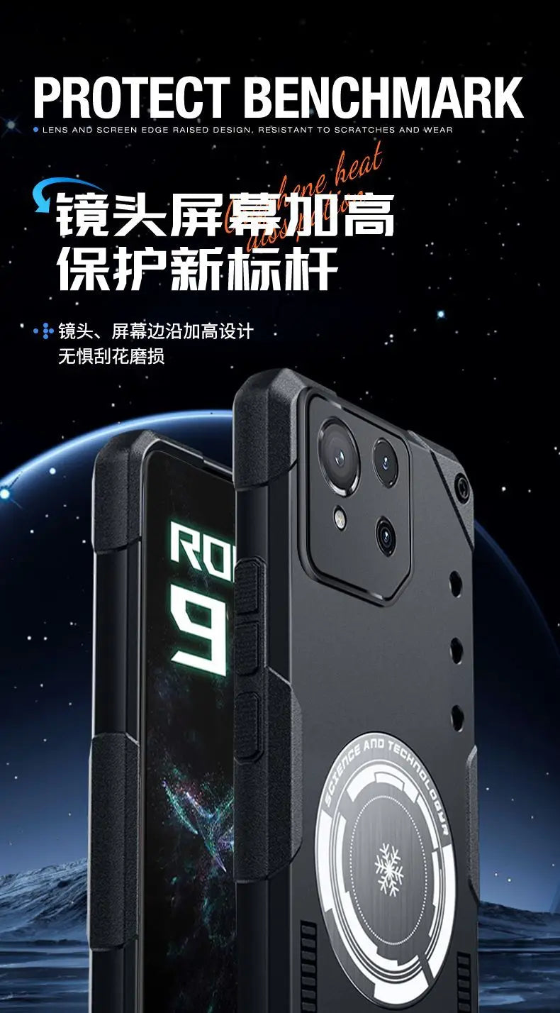 For ASUS ROG Phone 9 Case Simple Magnetic For MagSafe Built In Metal Heat Sink Cover For ASUS ROG Phone 9Pro Shell Non-Slip