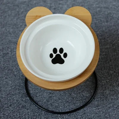 Ceramic Cat Bowl Cat Food Feeder Dog Bowls Drinking Water Bowl Cervical Protection Pet Supplies Ceramic Double Cat Bowls