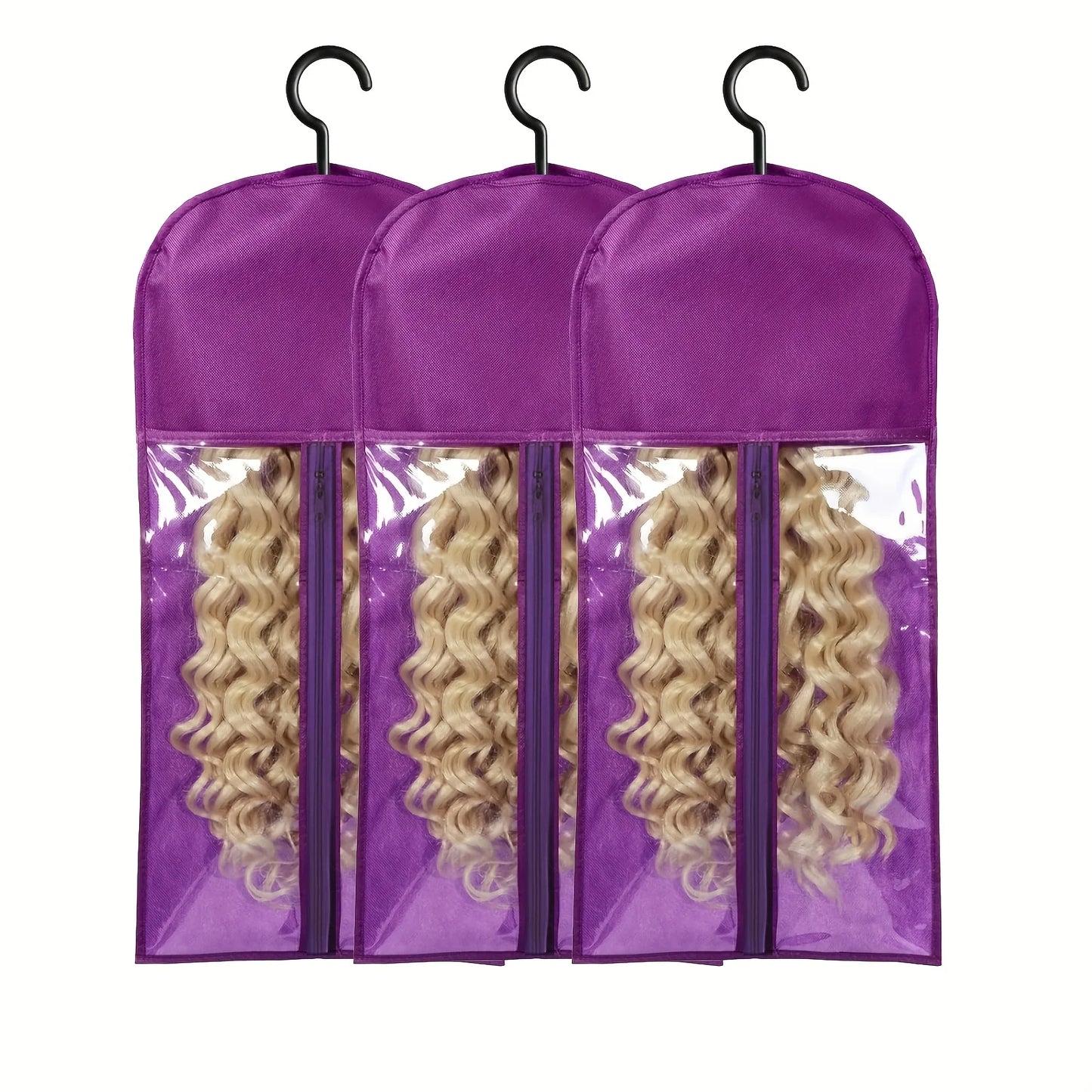 1/3/6pcs Premium Wig Storage Bags with Sturdy Metal Hangers - Black Transparent Design for Multiple Wigs & Hair Extensions