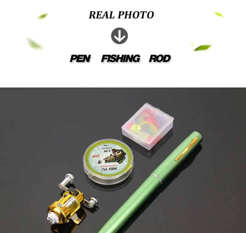 [Fish Rod+Reel+Line+Accessories] Pocket Fishing Rod Reel Full Kit Telescopic Mini Fishing Pole Pen Shape Folded Fishing Rod Kit