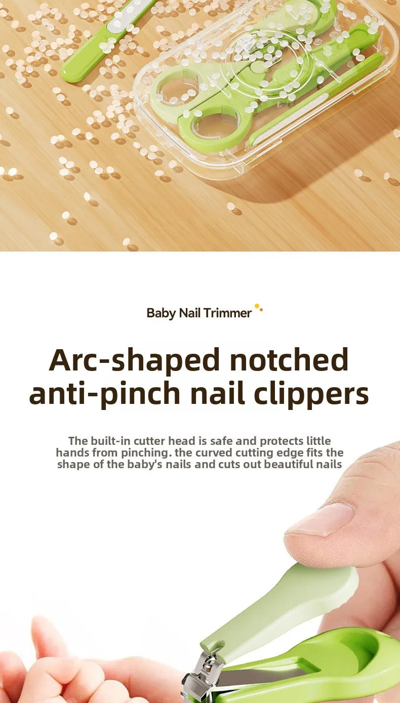 Baby Nail Clipper Set - Newborn-Safe Nail Scissors,Anti-Pinch Skin Nail Cutter Kit, Gentle Precision Grooming Tools for Infants