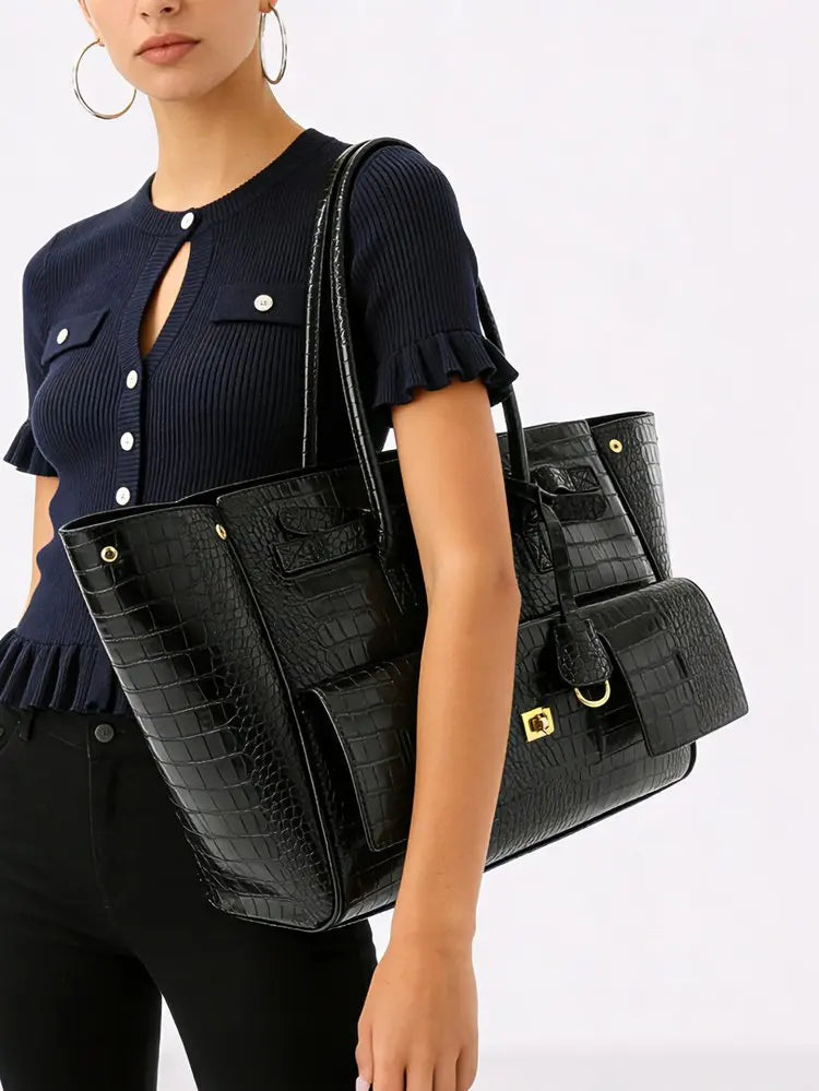 Luxury Leather Diaper Bag For Women Minimalist Design Handbag Elegant Classic Commuter Large Capacity Bag