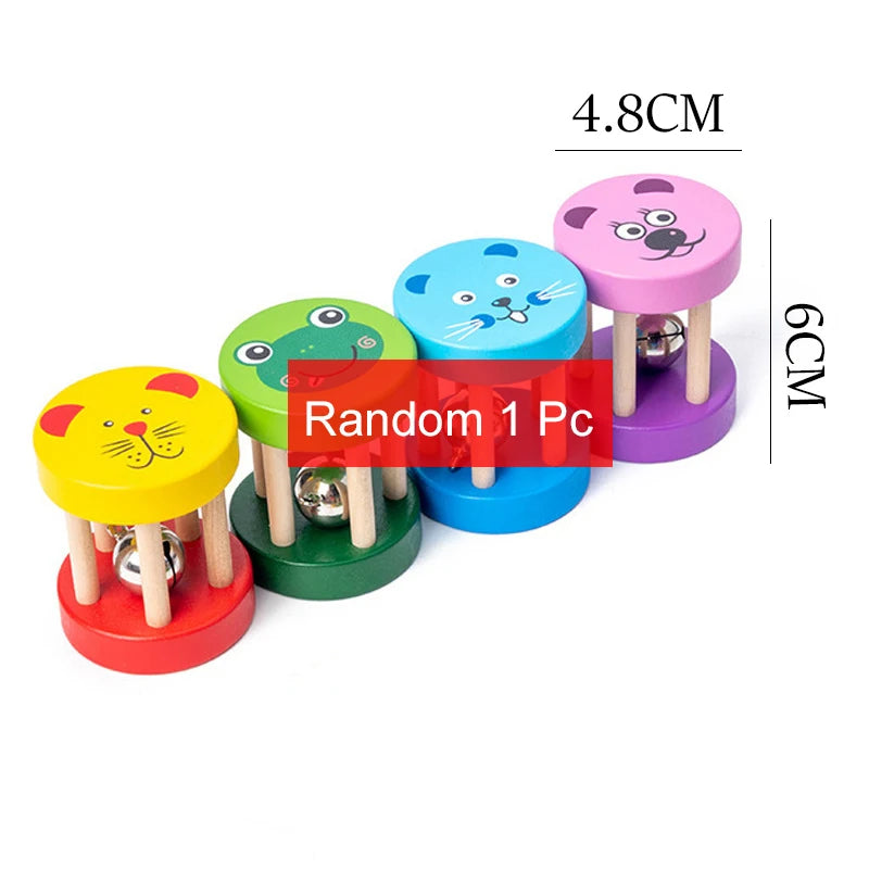 Children Musical Instrument Toys Mini Wooden Baby Stroller Accessories Clapping Board Log Color Bell Sand Hammer Sound TMZ