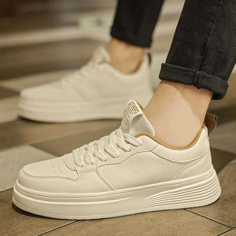 Men's Casual Sport Shoes Thick Bottom Invisible Heightening 10cm Rubber Outsole Synthetic Upper Breathable Lace-Up Sneakers