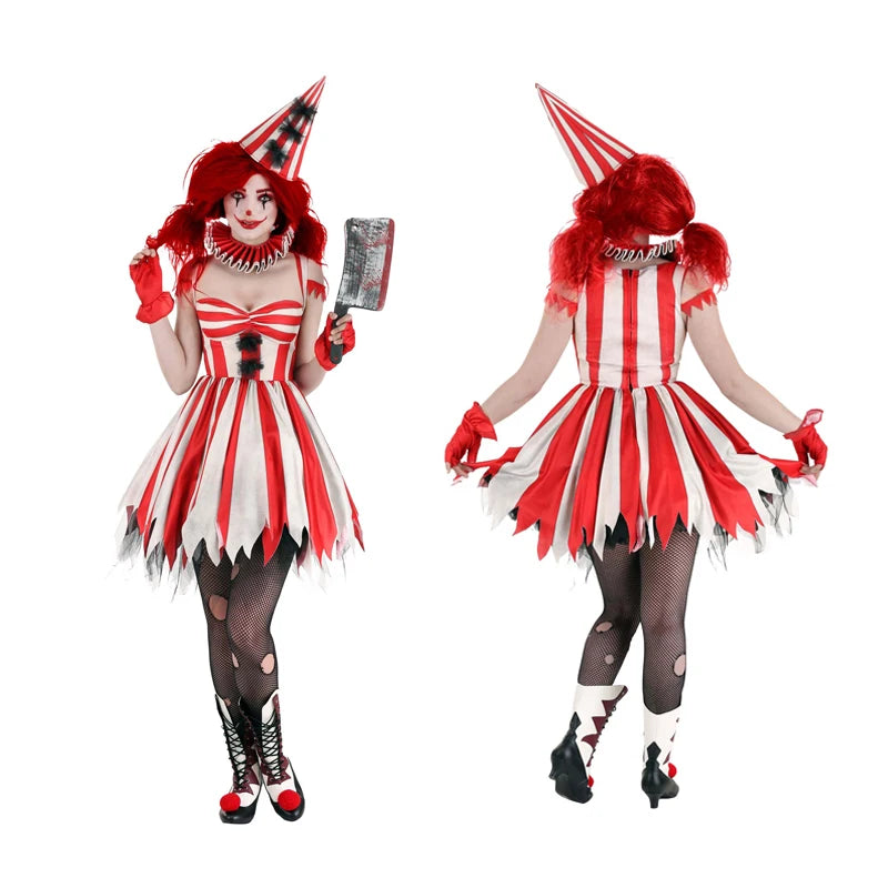 Halloween Horror Clown Cosplay Costumes Anime Cartoon Circus Women Clowns Fancy Dress Carnival Party Stage Show Dresses Up 2026