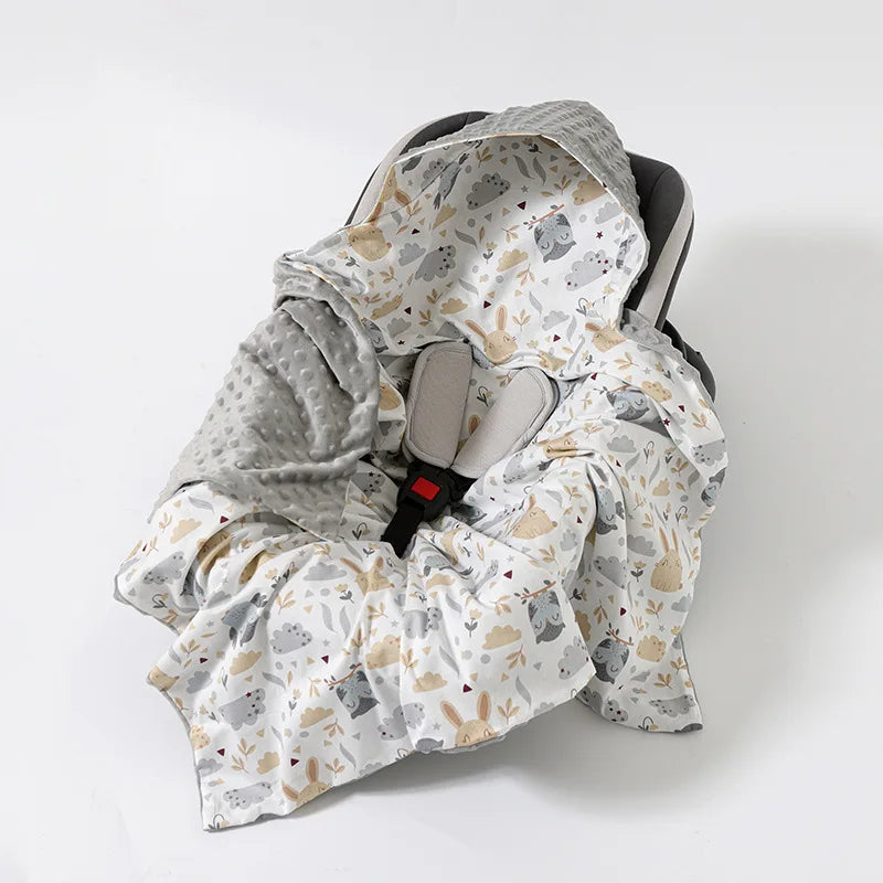 Baby Stroller Blanket Newborn Safety Seat Basket Sleeping Blankets Fleece Quilt Baby Swaddle Wrap Hooded Stroller Cover