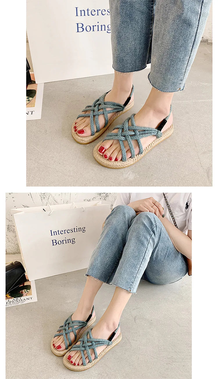 Woman Sandals Shoes Braided Rope with Traditional Casual Style and Simple Creativity Fashion Sandals Women Summer Shoes Zapatos