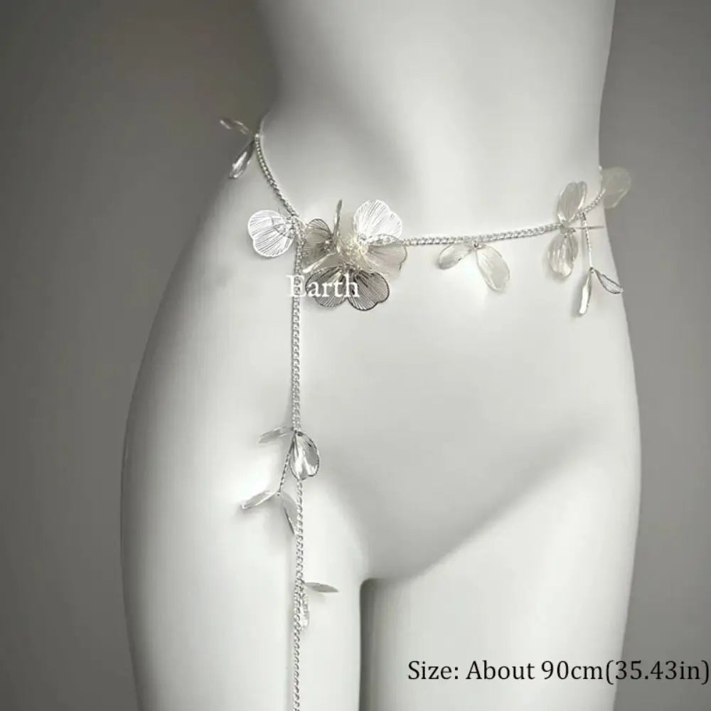 Fashion Elegant Pearl Waist Chains Versatile Waist Accessory Floral Belly Chain Boho Body Jewelry Women