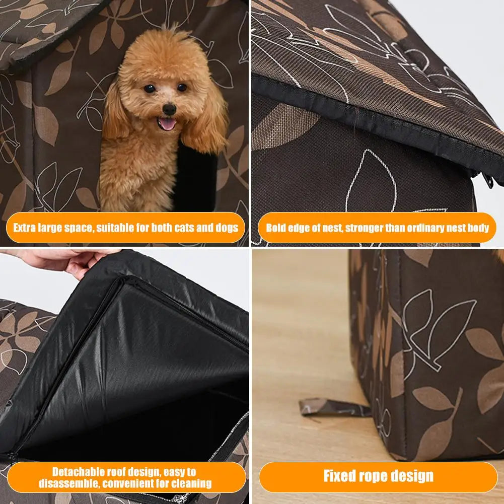 Winter Waterproof Cat House Bed Outdoor Warm Shelter Dog Kennel Foldable Pet Cabin Tent Insulated Supplies DropShipping